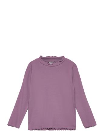 Top Rib Turtleneck Solid T-shirts Turtleneck Rosa Lindex*Betinget Tilbud