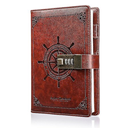 Dagbog med lås Læderjournal Adgangskode Kombination Lås Notebook Hemmelig Journal Skrive Notebook Pu Brun Stil