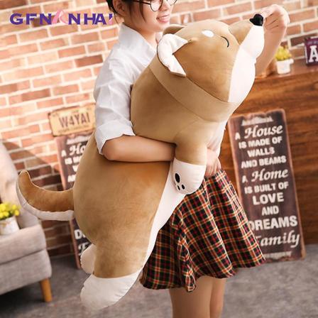 1 kpl 80/100 cm jättimäinen makaava Shiba Inu -koiran plussamekko tyyny täytetty pehmeä lelu söpö eläin koiran nukke nukkumistyny lelulahja