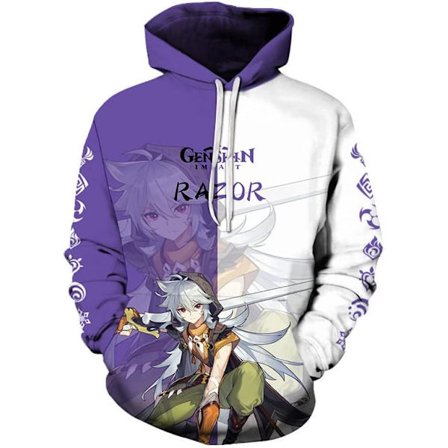 Cosplay Genshin Impact Anime Pullover Hættetrøje - Halloween Unisex Voksen Manga Trøje Merch Kængurulommer Stor