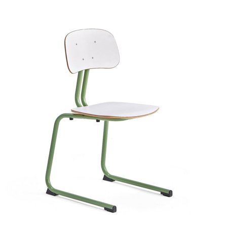 Classroom chair YNGVE, skid base, green, white, H 460 mm