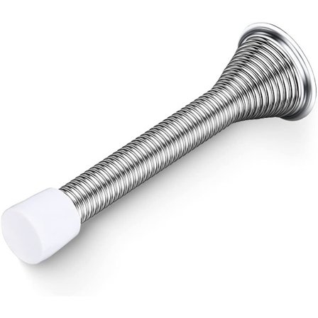 (Sølv) 85mm Fjær Dørstopp Veggmontert Dørstopp Metall Fjær Dørstopper med Base og Skruer for Vegg og Dør