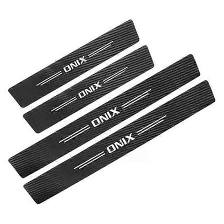 4 st Kolfiberläderdekaler för trösklar, passande Chevrolet BOLT Cavalier Colorado Cruze Lacetti Onix Orlando Silverado Spark Tahoe