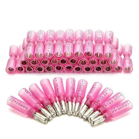 200 st Krympslangskulkontakter, Marin Vattentät Isolerad Krympslang Hon- och Hankontakter, Krympbara Bil-Elektroniska Kulkontakter