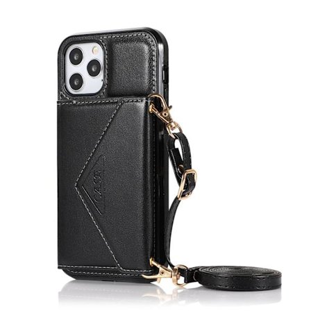 Etui til Samsung S20Fe svart Crossbody Lær Mote Lanyard