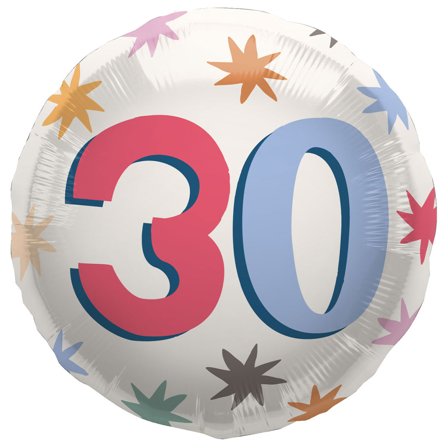 Rund Folieballong med Stjerner 30 år