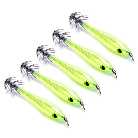 5 st Glow In Dark Lysande bläckfisk Bläckfisk Fiskedrag Tackle Jig Beteskrokar