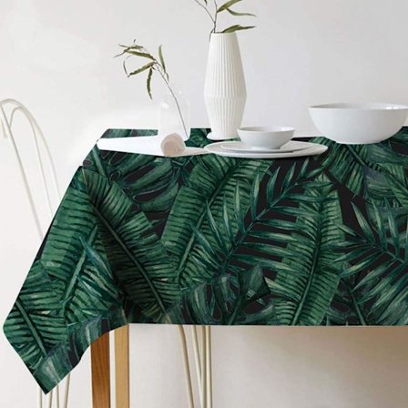 Grön växt bordsduk linne bordsduk lätt skötsel bordslinne bordslöpare vinklad många storlekar färg valbar 140×200cm blad W,