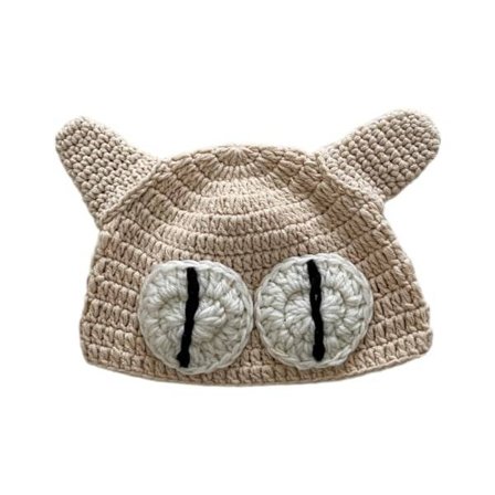 Suosittu virkattu kalastajan hattu Pehmeä ämpärihattu söpö käsintehty piirretty kissan korvien hattu Tytöt Lapset Hattu Ihastuttava neulottu pipo 