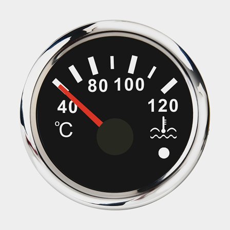 Medidor de temperatura del agua iGauge, sin condensación, Ø52 mm, 12 V / 24 V, 240 - 33 Ω, plata/negro, 40 - 120 °C + sensor