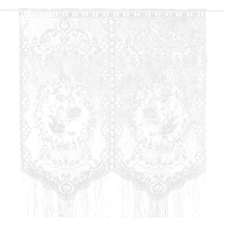 Vit Svan Toffsgardin 120 x 130 cm, Halvskir Spetsstickning, Kompatibel med Olika Inredningsstilar