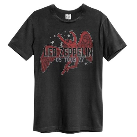 Amplified Mens Led Zeppelin Icarus Tour 77 T-Shirt S Charcoal