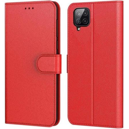 Fodral för Samsung A22 4G (6,4") Röd Anti Scratch Mjuk plånbok Lädereffekt Enfärgad korthållare Röd