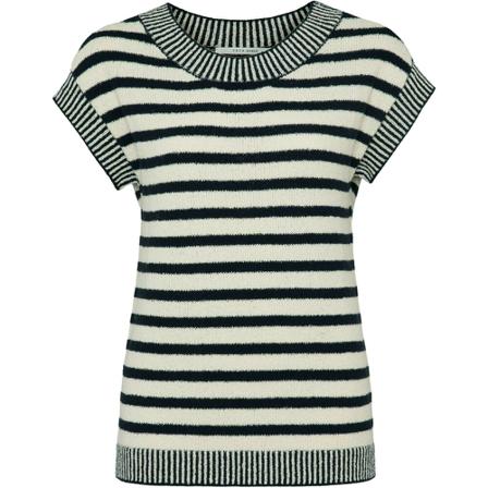 Yaya, Sleeveless sweater with stripe Blauw, Dames, Maat:L,Katoen