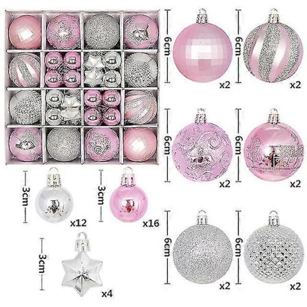 Nye juletreballpynt 44 stk Balldekorasjonssett Fargerik julekule Knusebestandig hengende juletredekor [DB]