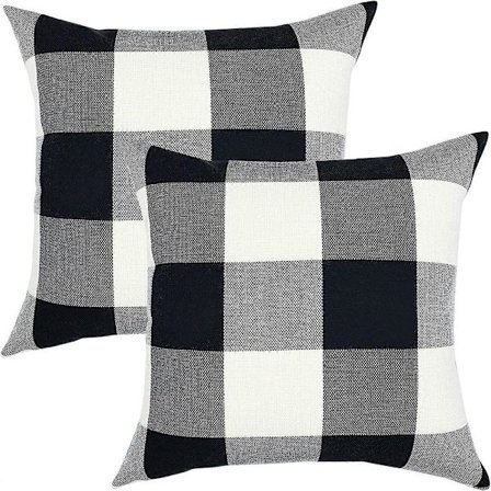 Retro Farmhouse Buffalo Tartan Rutete Bomull Lin Dekorativt Pynteputetrekk