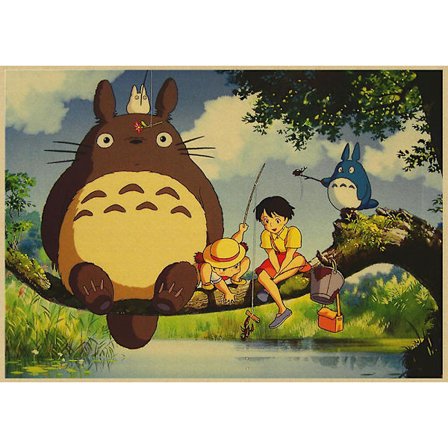 Vintage retro papir Anime plakat Tonari No Totoro Miyazaki vægdekoration Vintage boligindretning Børneværelsesdekoration