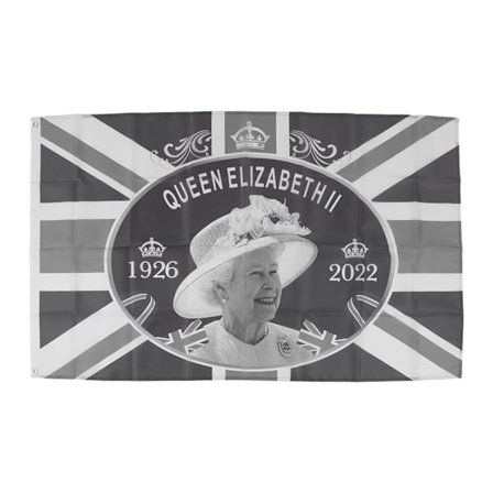 Elizabeth Memorial Flag UV-bestandig Sort og Hvid Polyester Queen Mindeflag til Altan og Have QZ2008