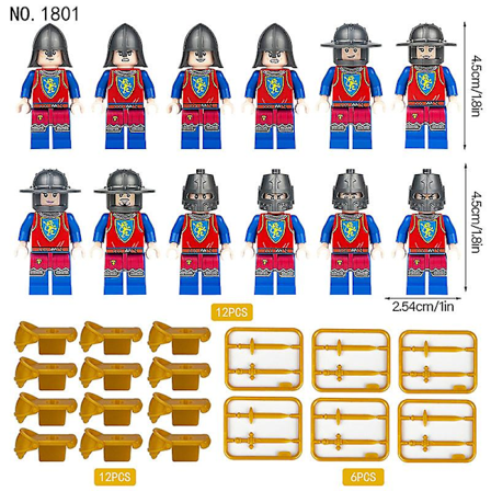 Keskiaikainen sotilasrakennuspalikkahahmot 12 kappaleen setti Keskiaikainen sotilas ja aseet Mini Action Figures Rakennuspalikka Lelut Keräilysetti 