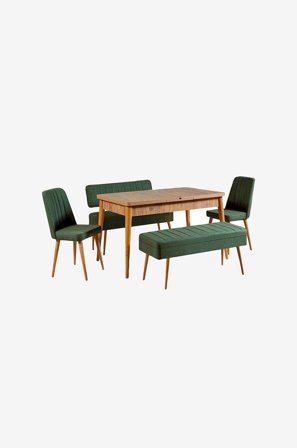 Hanah Home - Set med bord och stolar (5 delar) - Mina - Brun - Matgrupp 6 personer - Från Homeroom