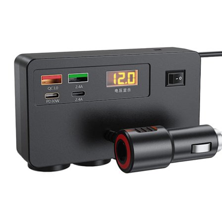 Universal bilstrømadapter med digitalt display 12V 24V flere USB-porte overstrømsbeskyttelse til mobile enheder