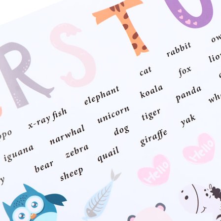 tegneserie Jungle wild 26 bokstaver alfabet dyr veggklistremerker k