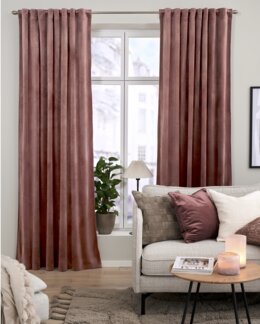 Yhdistelmänauhaverho yksivärinen sametti 2/pak Vanharoosa