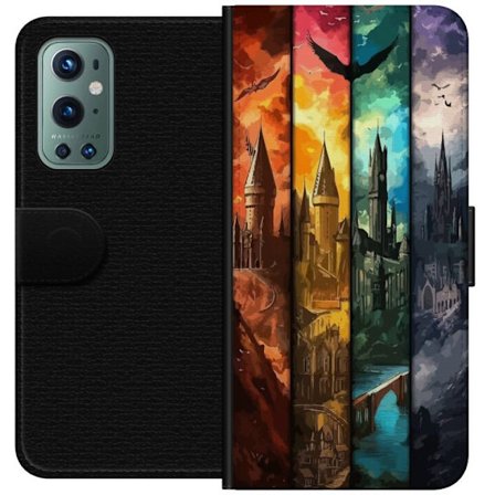 Kompatibelt Lommeboketui til OnePlus OnePlus 9 Pro Fire magiske slott i forskjellige elementfarger, episk fantasikunst med ild vann luft og mørke i d