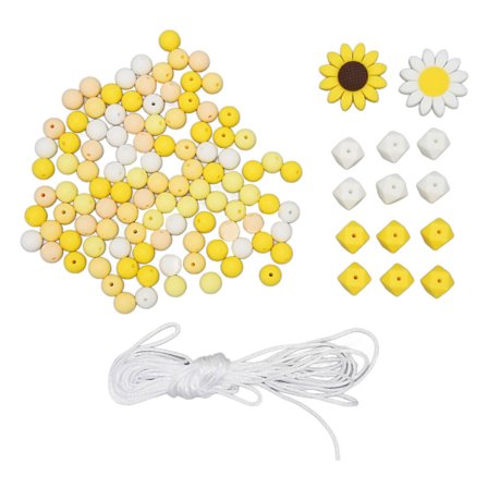 121 stk silikonperler i livlige assorterte farger og former 16,4 fot snor Halskjedeperler med snor for håndverk DIY