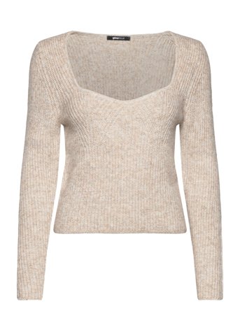 Knitted Top Pullover Beige Gina Tricot*Betinget Tilbud