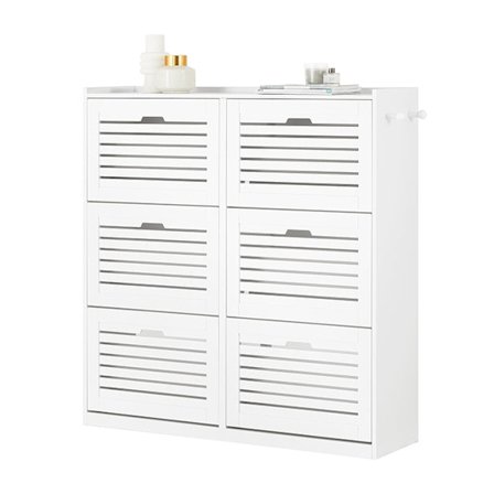 Rootz Skoskåp med 6 flikar - Skotips - Skolåda - Mångsidig förvaring - Utrymmesbesparande design - Enkel montering - Vit - 115cm x 112cm x 30cm