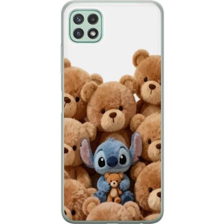 Kompatibel Mobilcover til Samsung Samsung Galaxy A22 5G Sød og sikker illustration med Stitch omgivet af bamser, der skaber en varm og legende følel