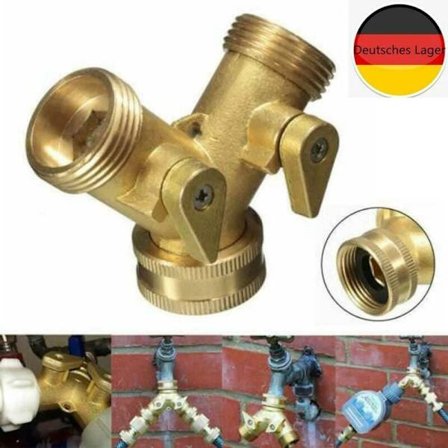 NY 2-vejs 3/4" vandfordeler messing haveslangehane fordeler ventil haveværktøj