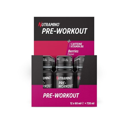 Nutramino Pre-Workout Shot Berries 60 ml 12 stk. (1 kasse), Helse & Madvarer, Energi, Pre-workout