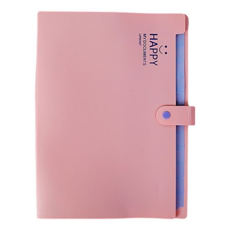 Udvidet mappeharmonika mappearrangør med lås pink