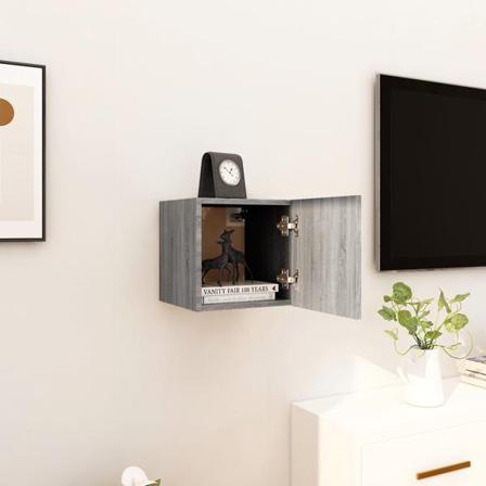 Vidaxl Väggmonterad Tv-bänk Grå Sonoma 30,5x30x30 Cm Grå