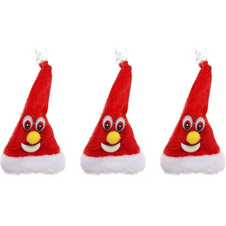 3 stk. Elektrisk svingende dansende julehatt, dansende juletre, elektrisk svingende tre, plysj julefestfavoritt