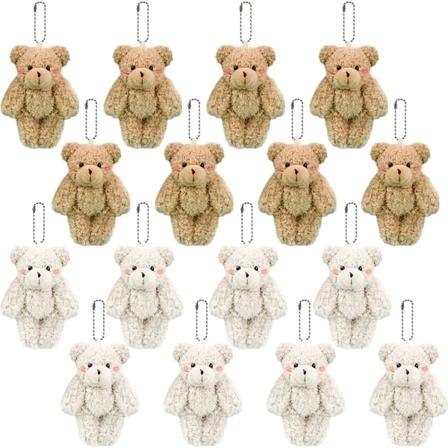 16 kappaleen mini-teddykarhu, pieni karhu, täytetty eläin, pieni pehmokarhu, lelu avaimenperään, vauvakutsuihin, häihin, DIY-askarteluun, juhlalahjaan