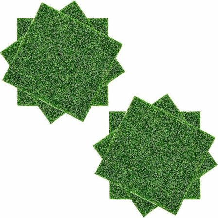 Kunstig gressmatte 6 stykker, miniatyr mosegress hage kunstig gress ornament mose, Deco plen 15x15cm for hage balkong hjem KLB