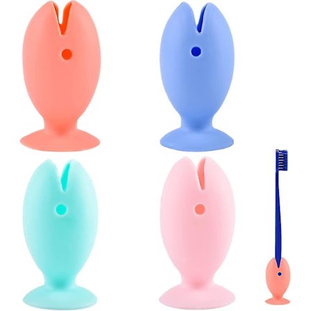 4-pack Söta Tandborsthållare, Mini Tandborste i Silikon
