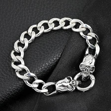 Herrar Stål Hand Smycken, Titan Stål Skalle Huvud Armband för Män