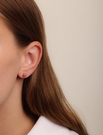 Design Letters Stone Stud 5Mm Gold Plated - Pink - ONE SIZE