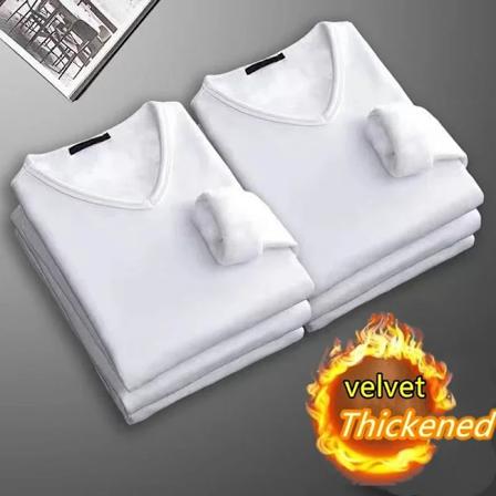 Vinter Termisk Underundertøj 2-delt Fløjl Langærmet T-shirt Mænd Fleece Sport Top Tykkelse Thermo Tøj Behagelig Varmt Top set19 5XL 80-95KG