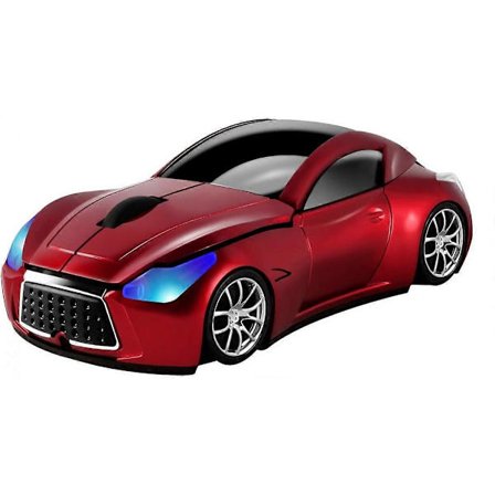 Trådløs bilmus 2,4 GHz Kul sportsbilform Trådløs optisk mus med USB-mottaker for PC Bærbar PC 1600 DPI 3 knapper Rød [DB]