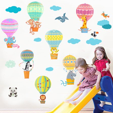 Vægklistermærker Dyr Luftballoner Dekorative Vinyl Elefant G