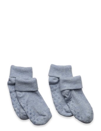 Minymo Baby Rib Sock W. Abs (2-Pack) - Blue - 15 8