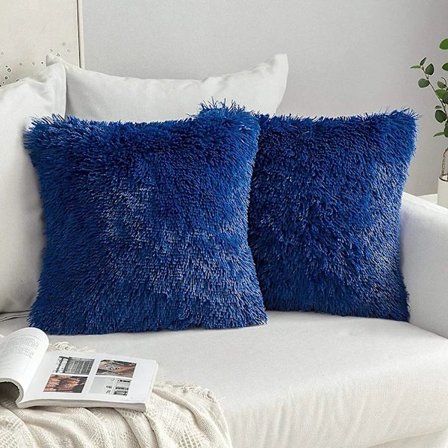 2-pack, Konstgjord päls plysch dekorativa kuddfodral randiga mjuka kuddfodral för soffa sovrum 43x43cm