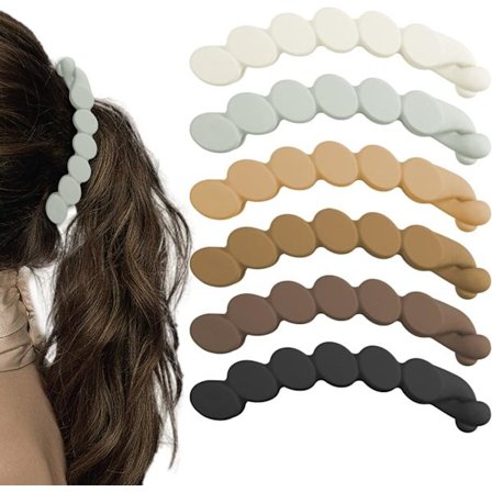 cs Uregelmæssig rund bananklemme til tykt hår, stærkt greb hestehaleholder bananklemmer matte franske spænder fint rundt