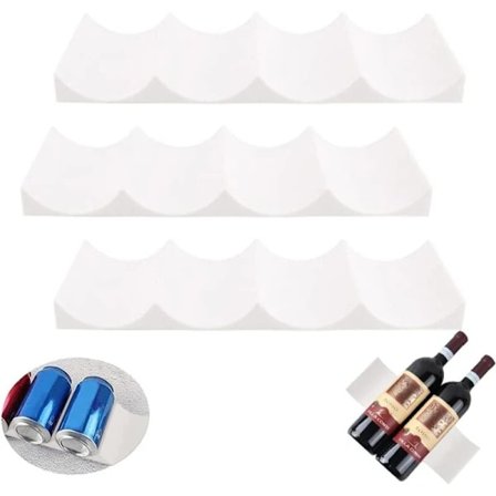 Stabelbar vinreol, 3 dele skridsikker flaskeholder i plast, europæisk stil, organizer til øldåser til køkkenbord, køleskab (hvid)