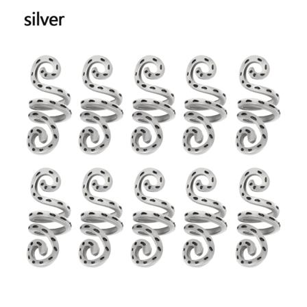 Hårpärlor Dreadlock Clips Silver